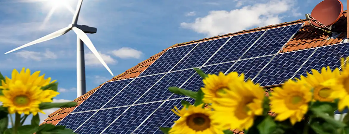 Solar panels on the roof